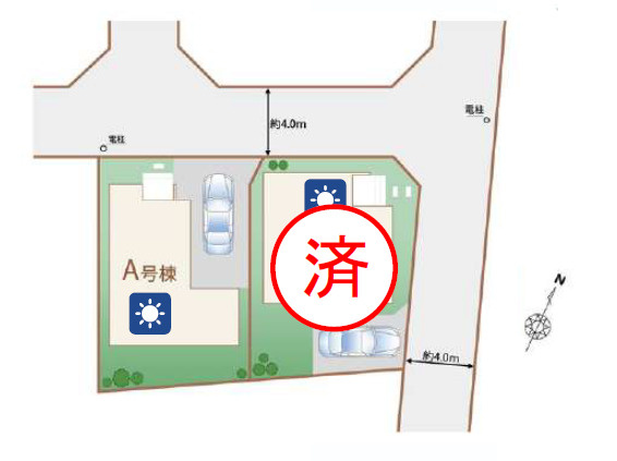 練馬区大泉学園町2丁目　太陽光発電搭載　ZEH水準住宅　全2棟の区画図