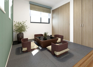 【完成予想図】 | 市原市瀬又　土地　JR外房線「誉田」駅 | かまとり住宅施工の規格住宅(内観パース)
モデルハウスもございますので是非ともお問い合わせください。