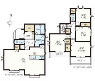 【間取り】 | 国立市谷保　全１５棟　A号棟　仲介手数料無料！
