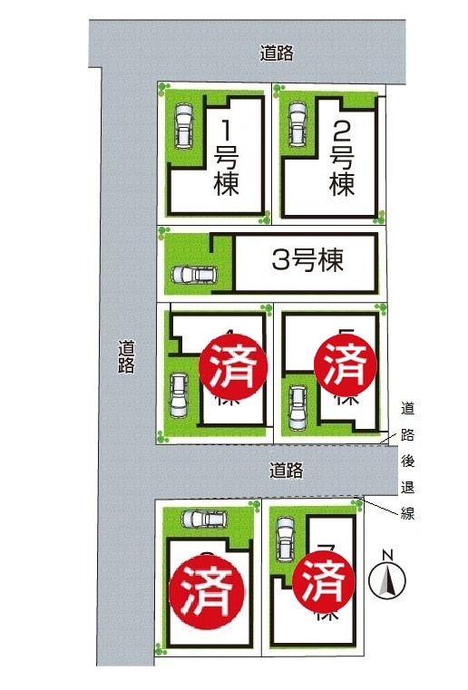 大阪市東住吉区照ケ丘矢田　第9期　新築一戸建ての区画図|全7区画