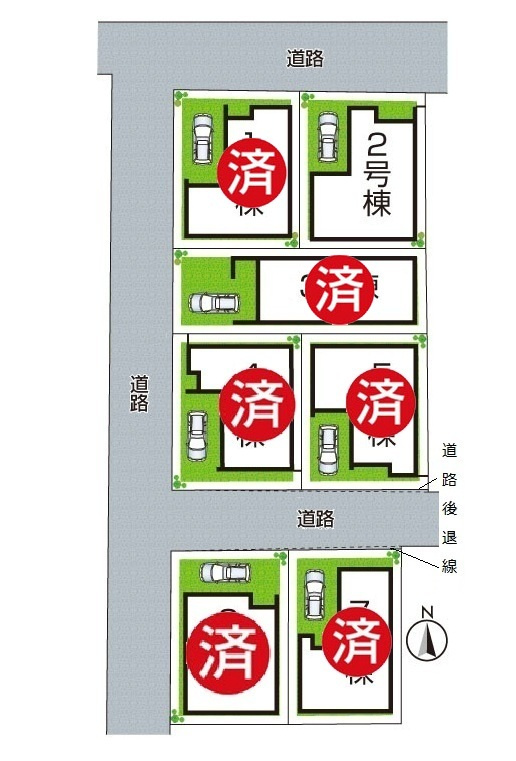 大阪市東住吉区照ケ丘矢田　第9期　新築一戸建ての区画図|全7区画