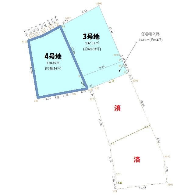 高知市鴨部 　売土地の区画図|4号地