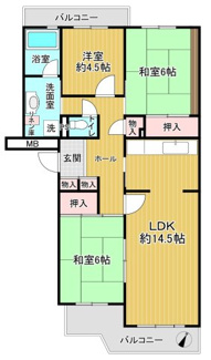 【間取り】 | エステート貝取２ | ２ウェイ動線のLDK！豊かな動線で快適な住み心地を叶えます！
