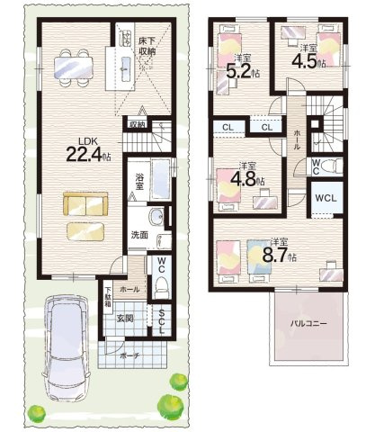 伊丹市松ケ丘　第1期　新築一戸建ての間取り|1号地