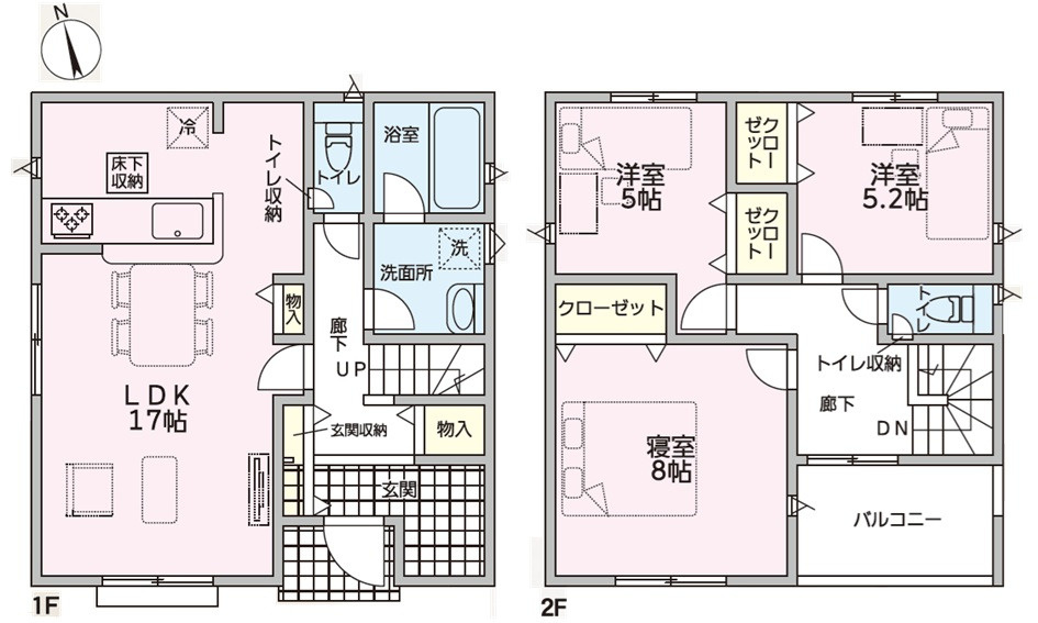 呉市阿賀北7丁目　新築一戸建て(全2棟)の間取り