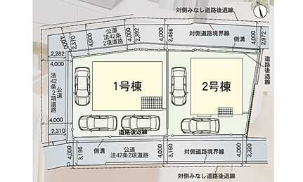 呉市阿賀北7丁目　新築一戸建て(全2棟)の区画図