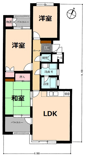 針木東グリーンハイツA棟の間取り