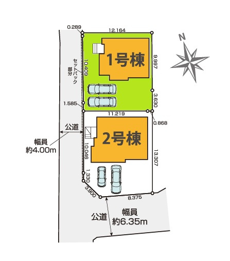 GRACE　水戸市元吉田町　5期 　1の区画図|並列駐車可能です。気になる他の物件と合わせての現地ご案内も可能です。HPから、またお電話でも、お気軽にお問い合わせください。

