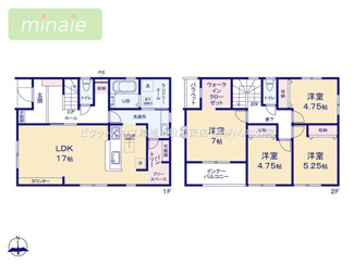 【間取り】 | 駐車4台　スーパー3分　長期優良住宅　三山　1号棟 | 女性にうれしいパウダールームがあります。