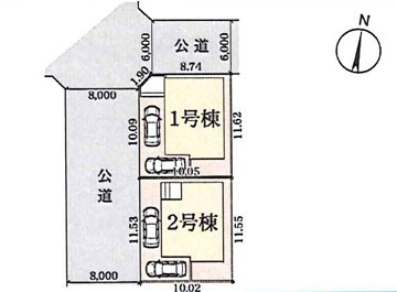 戸塚区平戸2丁目 新築戸建 6080万円 2号棟の区画図