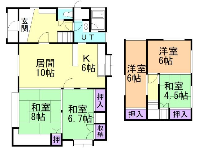 室蘭市水元町8-22戸建の間取り