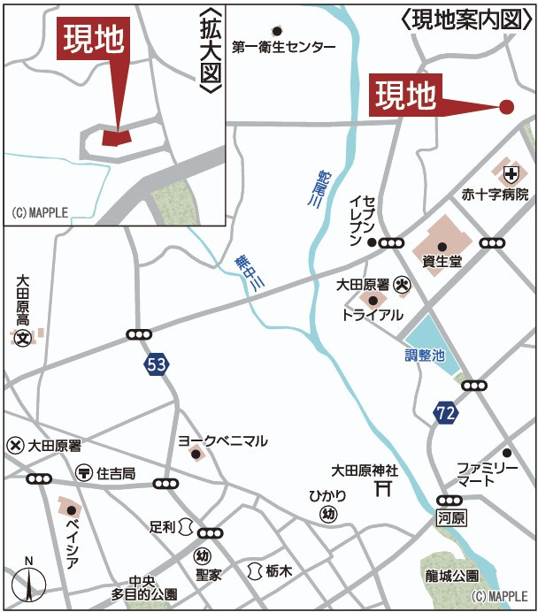 新築戸建・新築建売　大田原市町島第2　市野沢小・金田北中の地図