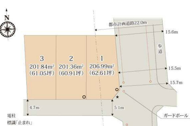 【土地図】 | 熊谷市柿沼第2期　ワイウッドコート　売地　全3区画　　3号地
