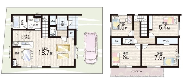明石市日富美町　第1期　新築一戸建ての間取り|1号棟