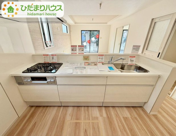 野田市桜台5期　新築戸建　1号棟のキッチン|新婚さんにおすすめ！おしゃれなカウンターキッチンのあるLDKです(#^^#)							
