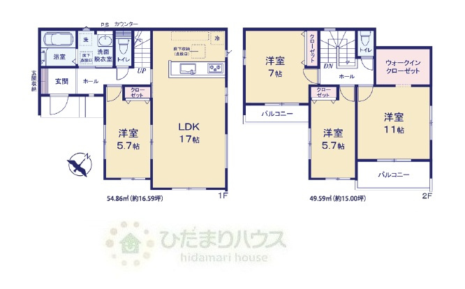 野田市桜台5期　新築戸建　1号棟の間取り|１号棟・4LDK