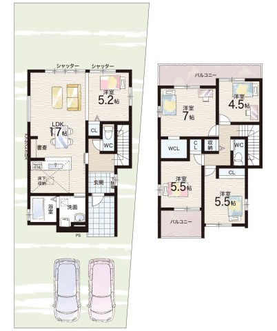 明石市日富美町　第1期　新築一戸建ての間取り|7号棟