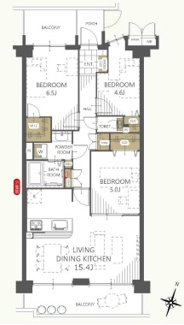 【間取り】 | モアステージ新柏弐番館 | LDK部分が約15帖越えで開放感のある間取りです。
