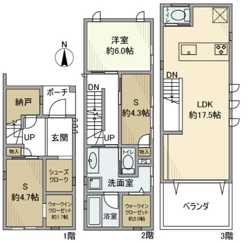 上丸子天神町戸建の間取り|駐車スペース1台分あり！