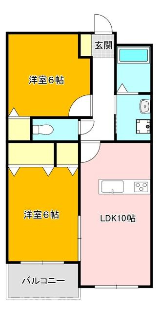 直方市大字感田の賃貸マンションの間取り