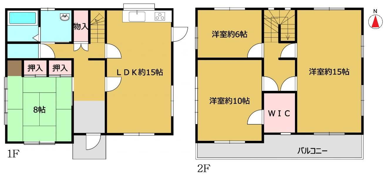 安曇野市三郷明盛　中古住宅の間取り