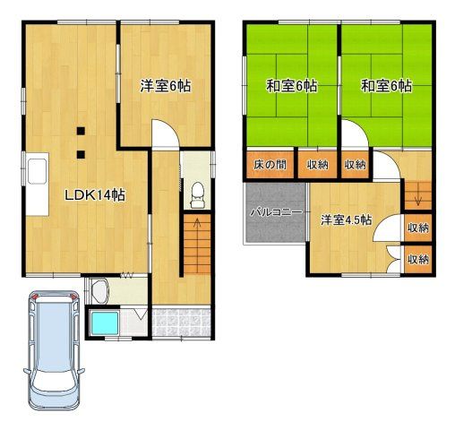 河内長野市木戸町の一戸建ての間取り