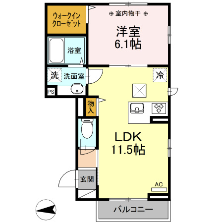 Ｄ－ｒｏｏｍ梶原の間取り|全室２面採光☆１フロア２住戸のみ♪