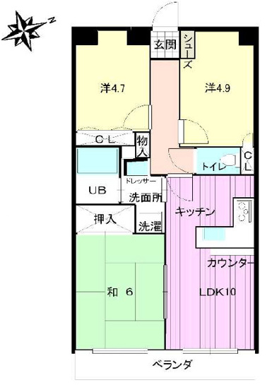 【間取り】 | グランプレステージ明石西Ⅱ　7階 | ３LDKです。