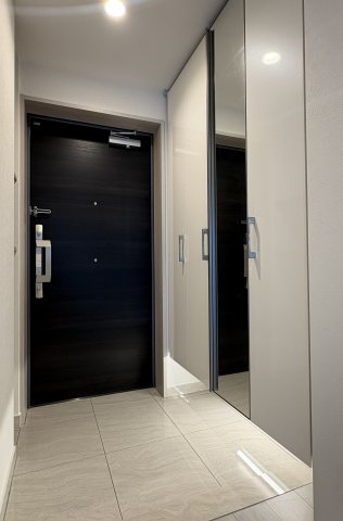 橿原市久米町の賃貸マンションの玄関|等身大鏡・シューズボックス付き玄関