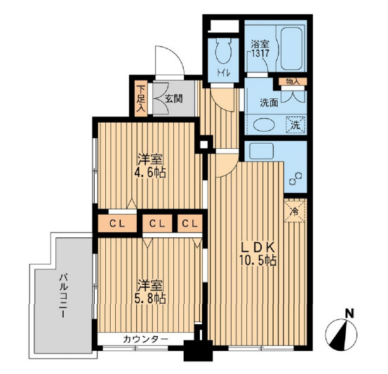 クリオ上野毛ラ・モード　敷金礼金0　フリーレント　ペット相談　の間取り