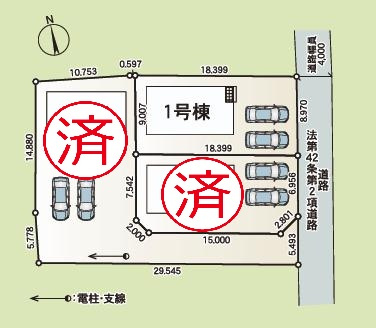 土浦市中第9　新築戸建　1号棟の区画図