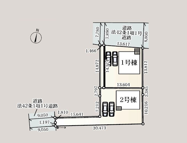 【区画図】 | 吉見町東野第２２　全２棟　１号棟 | 1号棟
