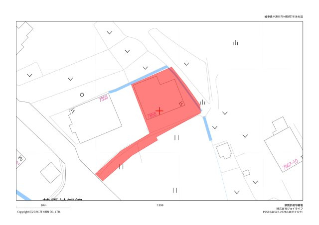 付知町野尻　中古平屋戸建て|大まかな敷地範囲です
