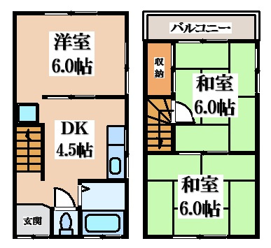 【間取り】 | 南野２丁目貸家
