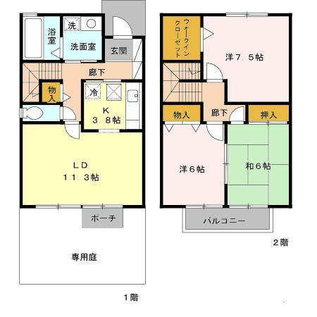 ボナール白水　1棟の間取り|※間取りが現況と異なる場合は現況を優先します※