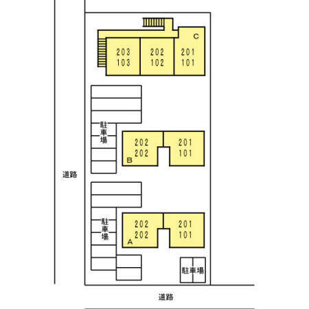 フレグランス三ツ相　B棟の区画図
