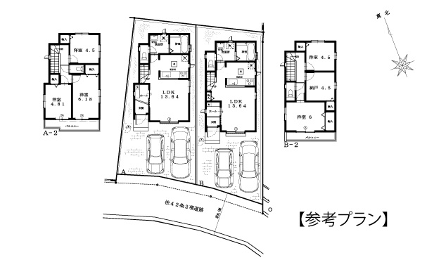【土地図＋建物プラン例】 | 京王よみうりランド駅8分　建築条件無　土地分譲