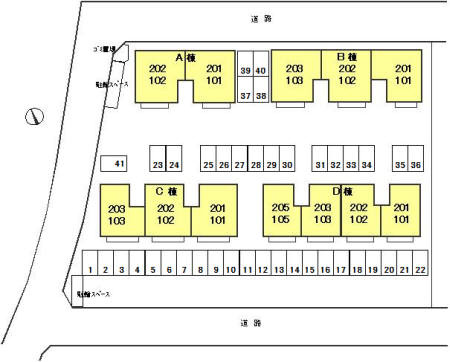 ハイカムール東台 ＡＢＣＤの区画図