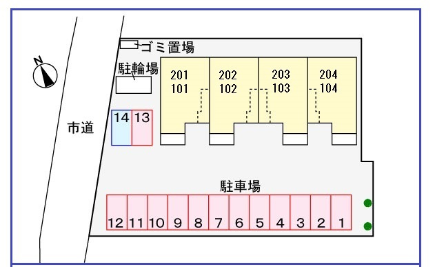 アイフィールドⅡ番館の区画図|駐車場