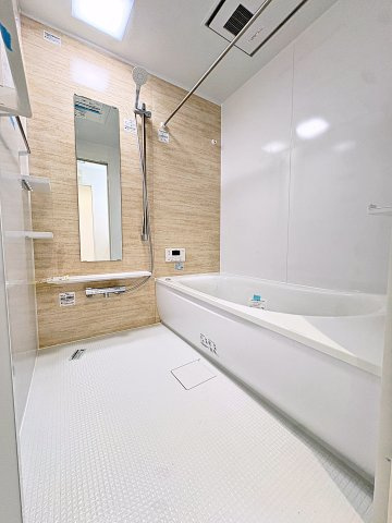 新築戸建・新築建売　郡山市安積四丁目　安積第三小・安積第二中の浴室|一日の疲れを癒してくれるお風呂時間をお楽しみください！