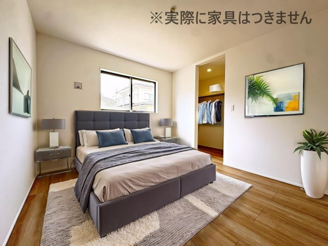 新築戸建・新築建売　郡山市安積四丁目　安積第三小・安積第二中の洋室|画像はバーチャルホームステージングの加工による演出で、実際の家具は付きません。