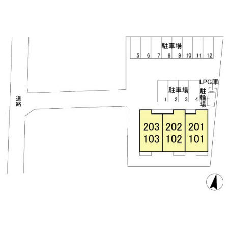 パストラル潮来Ａの区画図|配置図