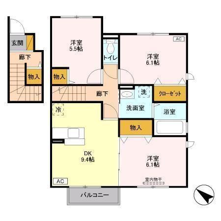 パークシティ土合　Ｂの間取り|間取図