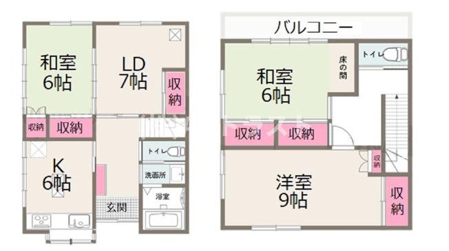【間取り】 | もみじと夕陽のテラス