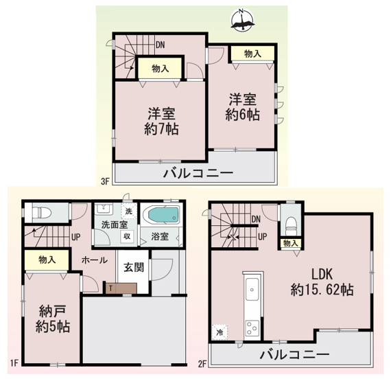 【間取り】 | 八尾市志紀町南4丁目 | 3階建「3LDK＋車庫」食洗機＆浄水栓・浴室乾燥機完備☆複層ガラスサッシ☆24時間換気システム☆シックハウス対策☆