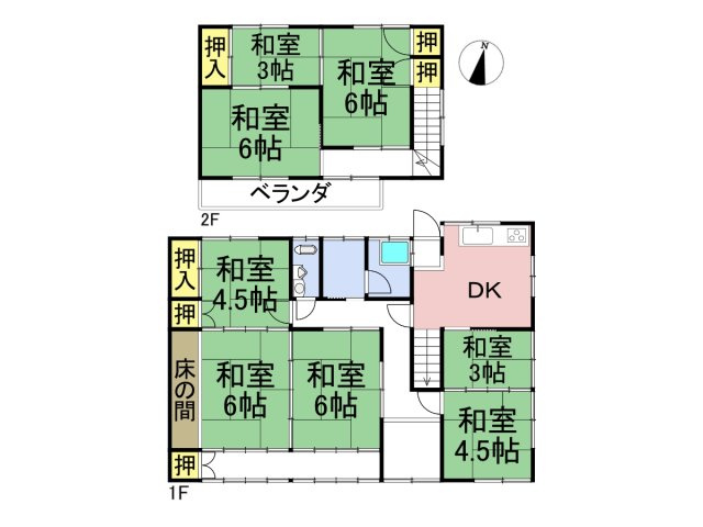 中古戸建　大垣市青木町　昭和47年築の間取り