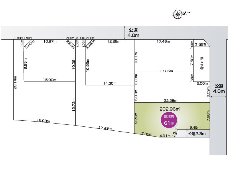 行田市桜町２丁目７区画　３号地　土地約61坪