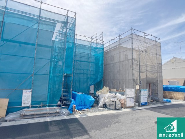 揖保郡太子町立岡　新築一戸建ての外観|周辺は落ち着いた街並みの住宅地！子育てがしやすい住環境です！まだ未完成ですが、現地でしかわからない事もございます。是非一度ご覧ください。