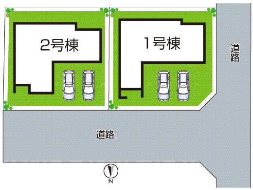 揖保郡太子町立岡　新築一戸建ての区画図|全2区画