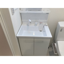 ゆったりとスペースのある洗面所